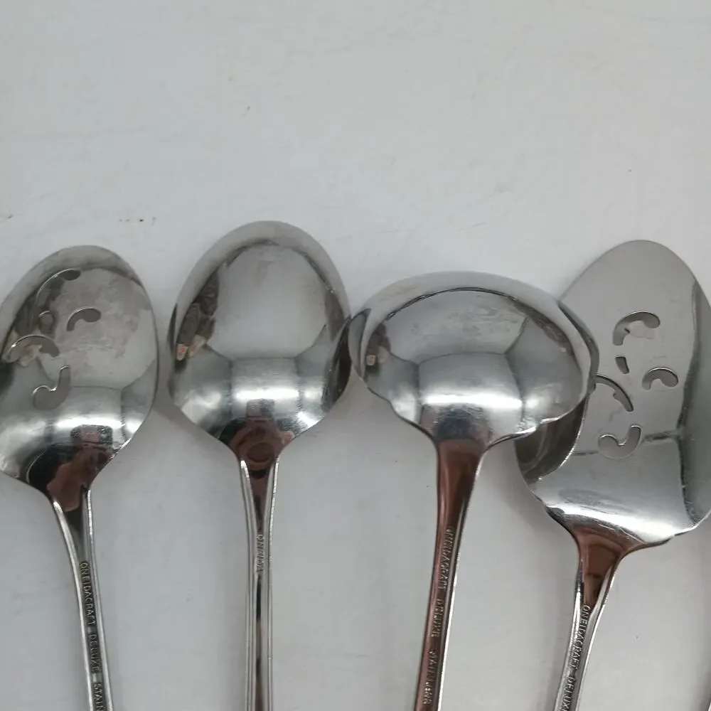 10 Serving CHATEAU by ONEIDACRAFT DELUXE Stainless Spoons Pie Ladle Slotted